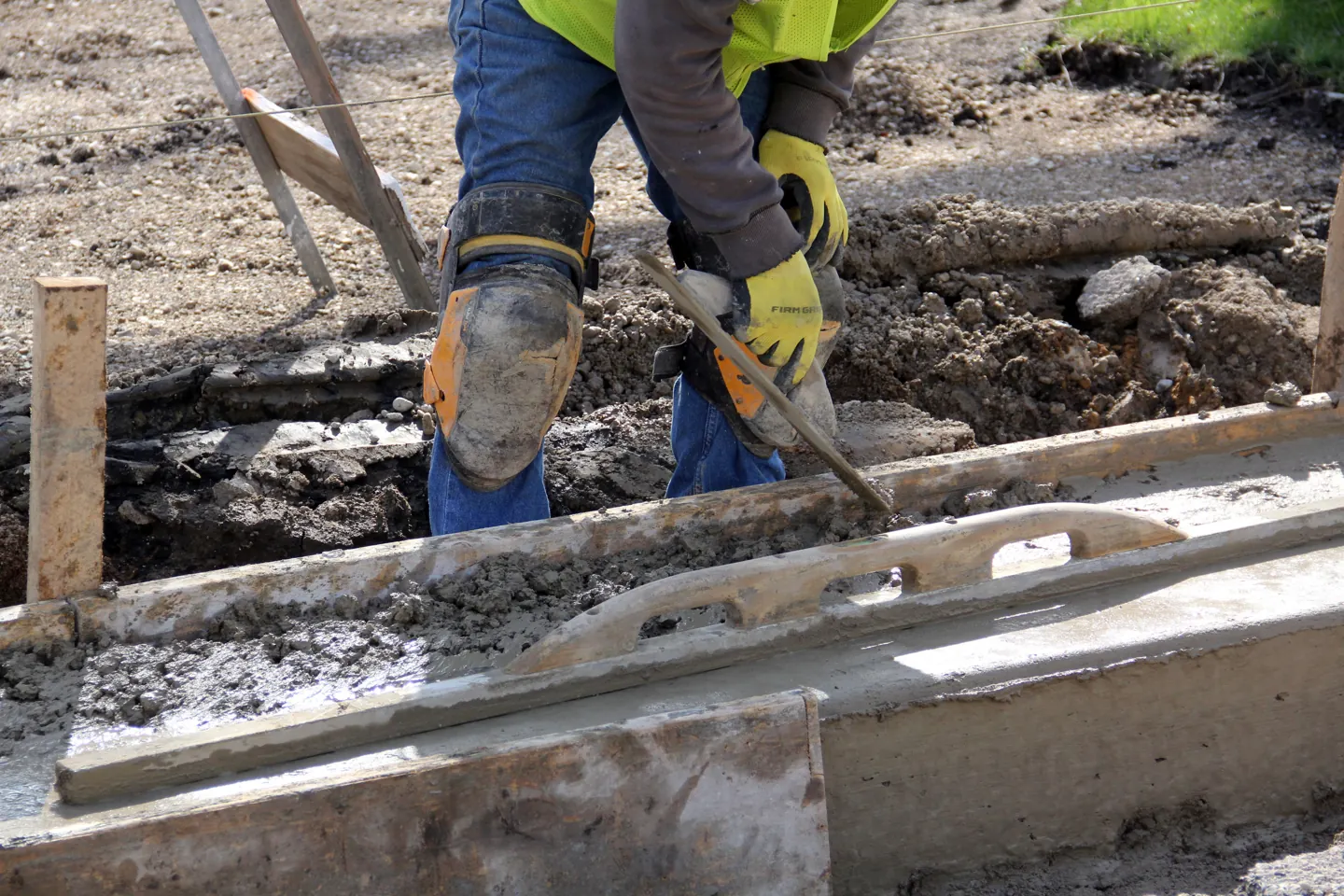 Concrete placement at a construction site, representative installation process